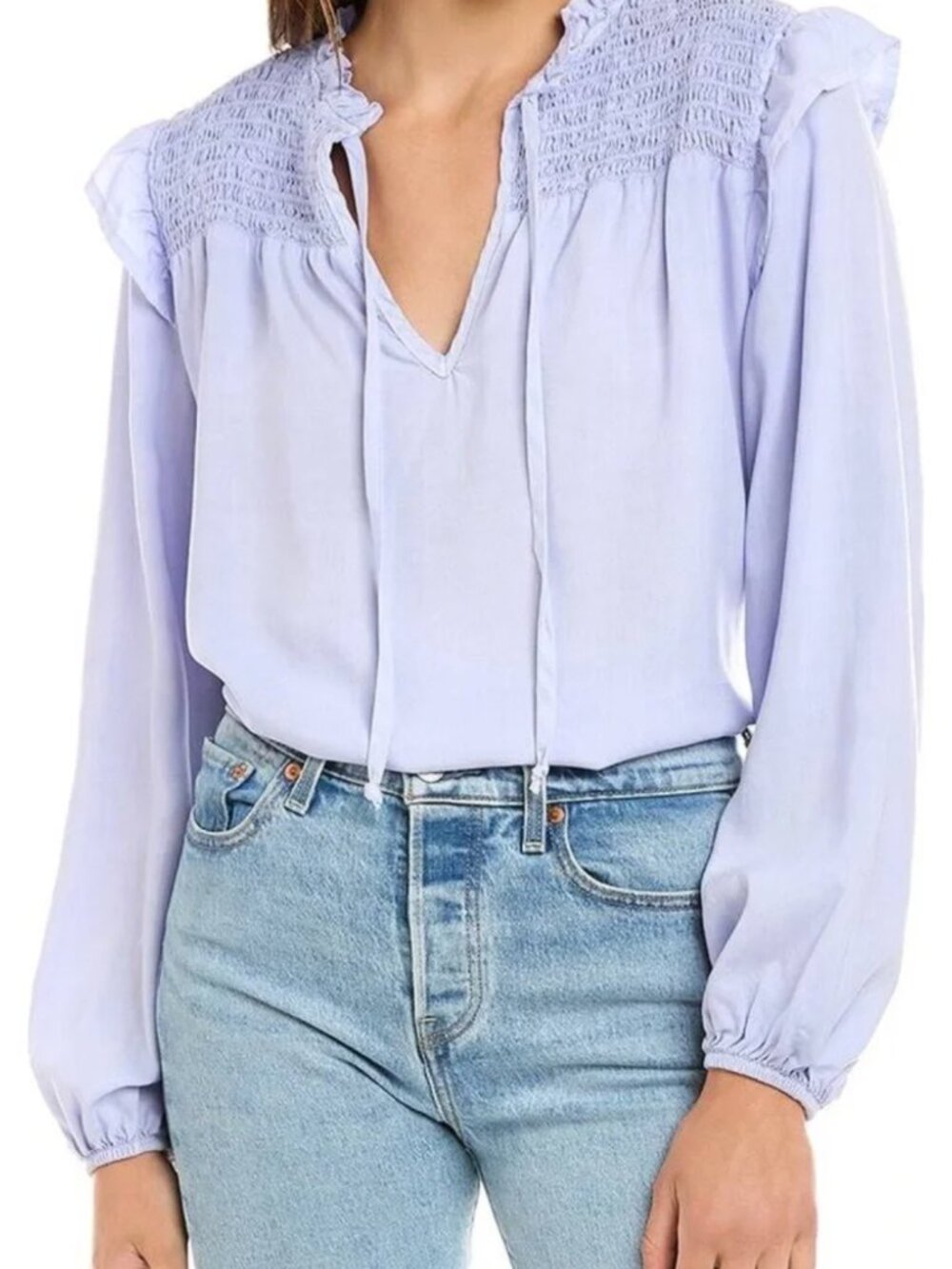 Bella Dahl NWT | Gia Smocked Ruffle Pullover Peasant Blouse